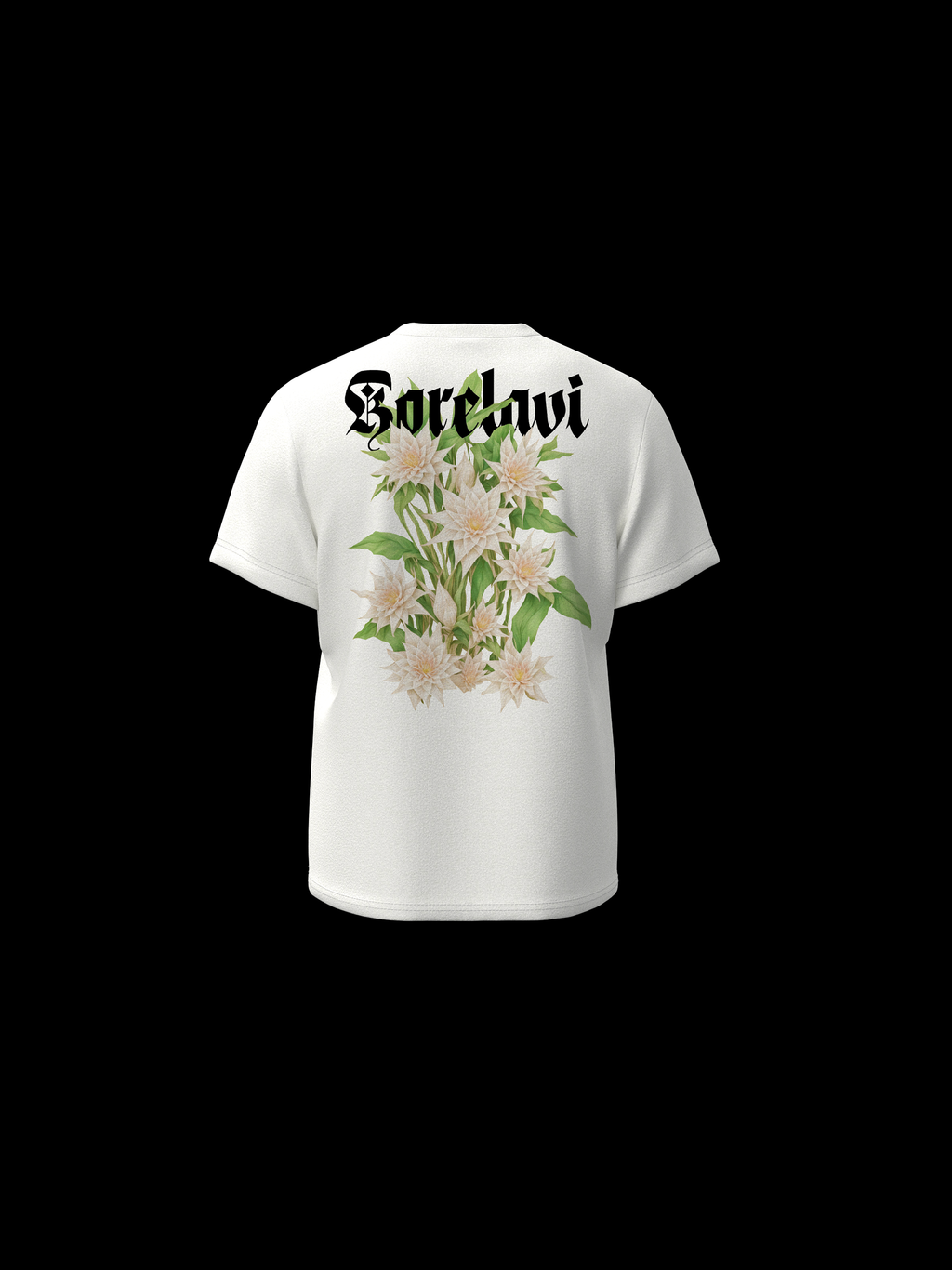 NELKE フラワーTシャツ 白 XL KORELAVI Epiphyllum Bloom T-Shirt in white